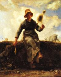 Jean Francois Millet The Spinner, Goat-Girl from the Auvergne